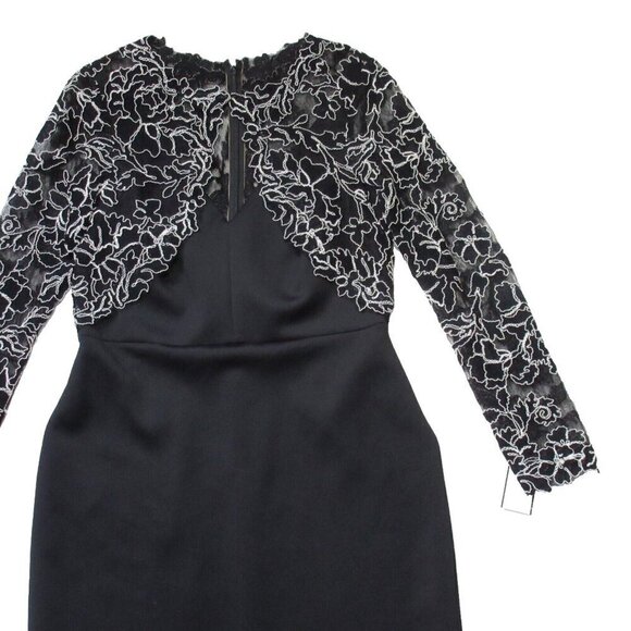 NWT Tadashi Shoji Darya in Black White Embroidered Shrug Sheath Dress 6 - Picture 5 of 10